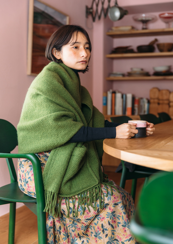 UNI pocket shawl（olive） - LAPUAN KANKURIT（ラプアンカンクリ）